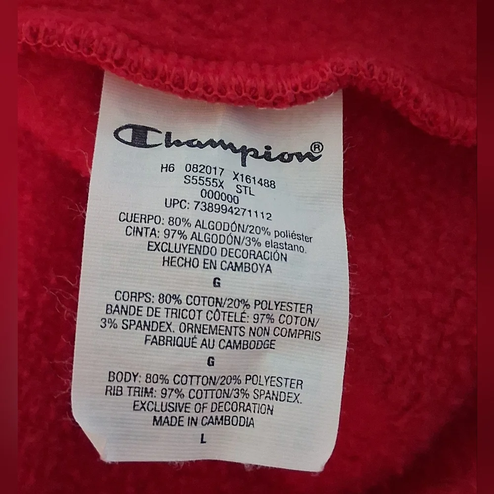 Champion Vibrant Red Hoodie with Logo Size Large - Picture 9 of 9